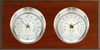 2 Instrument Weather Station - Catalina, Nickel cases, Silver dials, Mahogany panel
