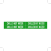Brady B-946 White on Green Vinyl Self-Adhesive Pipe Marker - 1 1/8 in Height - 3/4 in Character Height - 7 in Length - Printed Msg = CHILLED HOT WATER - 7044-4 - 754476-92066 - R. S. Hughes Company, Inc.
