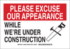 Brady B-401 Polystyrene Rectangle White Construction Notice Sign - 10 in Width x 7 in Height - 126859 - 754473-75075 - R. S. Hughes Company, Inc.