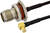 TNC Female Bulkhead to MCX Plug Right Angle Semi-Flexible Precision Cable 6 Inch Length Using PE-SR405FLJ Coax, LF Solder, RoHS - PE39491-6 - Pasternack