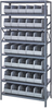 Open Shelving, 8Shelves, 35Bins, Grey; Shelving Unit Type Quantum Storage - 44AC8998 - Newark, An Avnet Company