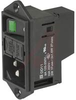Inlet PEM, Screw-on flange, 2-pole fuseholder, 2-pole lineswitch, green illumina -- 70080289