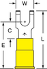 3M Scotchlok Yellow Non-Locking Butted Vinyl Butted Fork & Spade Terminal MVU10-8FFBK - 1.03 in Length - 0.32 in Fork Width - #8 Stud - 054007-02039 - R. S. Hughes Company, Inc.