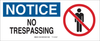 Brady B-120 Fiberglass Reinforced Polyester Rectangle White Restricted Area / No Trespassing Sign - 17 in Width x 7 in Height - TEXT: NOTICE NO TRESPASSING - 95285 - 754476-95285 - R. S. Hughes Company, Inc.