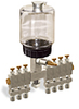 (Formerly B3193-3X07), Multiple Feed Manual Lubricator, 1 pt Polycarbonate Reservoir, 7 Feeds - B3193-01607B111GW - Oil-Rite Corp.