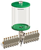 Green Color Key, Clear View Multiple Feed Electro Lubricator, 1/2 gal Pyrex Reservoir, 14 Feeds, 1/8