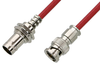 75 Ohm BNC Male to 75 Ohm BNC Female Bulkhead Cable 36 Inch Length Using 75 Ohm PE-B159-RD Red Coax - PE38132/RD-36 - Pasternack