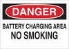 Brady B-302 Polyester Rectangle White Battery Changing Area & Battery Room Sign - 14 in Width x 10 in Height - Laminated - TEXT: DANGER BATTERY CHARGING AREA NO SMOKING - 88352 - 754476-88352 - R. S. Hughes Company, Inc.