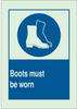 Brady Bradyglo B-347 Polyester / Polystyrene Rectangle Personal Protection Equipment (PPE) Sign - 14 in Width x 10 in Height - Glow in the Dark - TEXT: BOOTS MUST BE WORN - 90720 - 754476-90720 - R. S. Hughes Company, Inc.