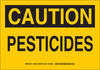 Brady B-555 Aluminum Rectangle Yellow Pesticide Use, Spraying & Storage Sign - 10 in Width x 7 in Height - TEXT: CAUTION PESTICIDES - 126036 - 754473-74186 - R. S. Hughes Company, Inc.
