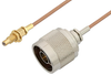 N Male to SSMC Jack Bulkhead Cable 6 Inch Length Using RG178 Coax - PE3C4400-6 - Pasternack