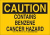 Brady B-302 Polyester Rectangle Yellow Chemical, Biohazard, Hazardous & Flammable Material Sign - 14 in Width x 10 in Height - Laminated - TEXT: CAUTION CONTAINS BENZENE CANCER HAZARD - 125945 - 754473-74089 - R. S. Hughes Company, Inc.