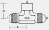 2602 MALE JIC 37° x MALE JIC 37° x FEMALE NPT TEE -- 2602-04-04-02 - Image