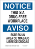 Brady B-555 Aluminum Rectangle White Drug Free Environment Sign - 10 in Width x 14 in Height - Language English / Spanish - 125070 - 754473-72690 - R. S. Hughes Company, Inc.