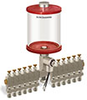 Red Color Key, Clear View Multiple Feed Electro Lubricator, 1 qt Pyrex Reservoir, 12 Feeds, 1/4