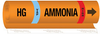 Brady B-689 Orange/Black/Blue/Red Polyester Pipe Marker - 10 in Width - 14 in Length - Printed Msg = HG VAP AMMONIA HIGH with Right Arrow - 145779 - 754473-54571 - R. S. Hughes Company, Inc.
