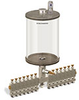 Levelux Clear View Multiple Feed Manual Lubricator, 1/2 gal Acrylic Reservoir, 14 Feeds, 1/8