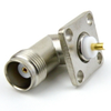 RA TNC Female (Jack) Connector Solder Cup Terminal 4 Hole Flange (Panel Mount), Solder, Nickel Plated Brass Body, Length 0.906 In - SC4237 - Fairview Microwave Inc.