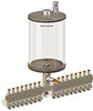 Levelux Clear View Multiple Feed Manual Lubricator, 1/2 gal Pyrex Reservoir, 17 Feeds, 1/8