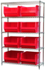 Akro-Mils Akrobin 2000 lb Adjustable Red Chrome Steel Open Adjustable Fixed Shelving System - 24 Bins - 2000 lb Total Capacity - AWS184830280 RED - AWS184830280 RED - R. S. Hughes Company, Inc.