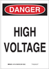 Brady B-302 Polyester Rectangle White Electrical Safety Sign - 10 in Width x 14 in Height - Laminated - TEXT: DANGER HIGH VOLTAGE - 84879 - 754476-84879 - R. S. Hughes Company, Inc.