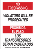 Brady B-401 High Impact Polystyrene Rectangle White Restricted Area / No Trespassing Sign - 10 in Width x 14 in Height - Language English / Spanish - 124113 - 754473-79871 - R. S. Hughes Company, Inc.