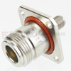 SMA Female (Jack) to N Female (Jack) 4 Hole Flange Adapter, Passivated Stainless Steel Body, 1.2 VSWR - SM4229 - Fairview Microwave Inc.