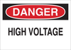 Brady B-836 Polypropylene Rectangle White Electrical Safety Sign - 24 in Width x 18 in Height - TEXT: DANGER HIGH VOLTAGE - 78009 - 754476-78009 - R. S. Hughes Company, Inc.