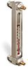 Aluminum Liquid Level Gage with Card Thermometer and Shut-off, 6” Centerline, 3/8