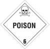 Brady B-120 Fiberglass Reinforced Polyester Square White Truck Placards Sign - 10 3/4 in Width x 10 3/4 in Height - TEXT: POISON 6 - 60426 - 754476-60426 - R. S. Hughes Company, Inc.