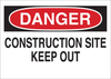 Brady B-836 Polypropylene Rectangle White Construction Site Sign - 24 in Width x 18 in Height - TEXT: CONSTRUCTION SITE KEEP OUT - 78002 - 754476-78002 - R. S. Hughes Company, Inc.