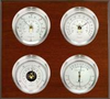 4 Instrument Weather Station - Observer, Nickel cases, Silver dials, Mahogany panel -  - Maximum Weather Instruments