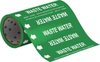Brady B-946 White on Green Vinyl Self-Adhesive Pipe Marker - 8 in Height - 30 ft Length - Printed Msg = WASTE WATER with Left Arrow - 109865 - 754473-68102 - R. S. Hughes Company, Inc.