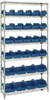 Open Wire Shelving, 7Shelves, 28Bin, Blu; Shelving Unit Type Quantum Storage - 44AC8627 - Newark, An Avnet Company