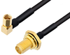 SMA Female Bulkhead to SSMC Plug Right Angle Cable 18 Inch Length Using PE-SR405FLJ Coax - PE3C4486-18 - Pasternack