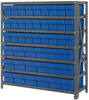 Open Shelving, 7Shelves, 45Bins, Blue; Shelving Unit Type Quantum Storage - 44AC8947 - Newark, An Avnet Company