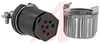 connector,mini hex,female plug w/locksleeve&hood w/cable clamp,solder,7 socket - 70144727 - Allied Electronics, Inc.