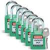 Brady Green Nylon Steel 6-pin Keyed & Safety Padlock 51345 - 1 1/2 in Width - 1 3/4 in Height - 1/4 in Shackle Diameter - 1 Key(s) Included - 754476-51345 -- 754476-51345 - Image