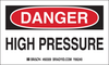 Brady B-235 Black / Red on White Paper Machine & Equipment Safety Label - 5 in Width - 3 in Height - Printed Text = DANGER HIGH PRESSURE - 60309 - 754476-60309 - R. S. Hughes Company, Inc.