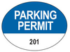 Brady Black / Blue on White Oval Vinyl Parking Permit Label - 2 in Width - 1 1/2 in Height - Printed Text = PARKING PERMIT - Print Number(s) = 201 to 300 - 96239 - 754476-96239 - R. S. Hughes Company, Inc.