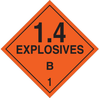 Brady B-946 Vinyl Square Orange Truck Placards Sign - 10 3/4 in Width x 10 3/4 in Height - Self-Adhesive - TEXT: EXPLOSIVE 1.4B 1 - 63326 - 754476-63326 - R. S. Hughes Company, Inc.