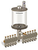 Levelux Clear View Multiple Feed Manual Lubricator, 1 qt Pyrex Reservoir, 11 Feeds, 1/8