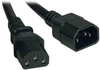 C14 Male to C13 Female Power Cable, C13 to C14 PDU Style - 13A, 100–250V, 16 AWG, 6 ft., Black -- P004-006-13A