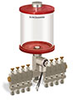 Red Color Key, Clear View Multiple Feed Electro Lubricator, 1 qt Acrylic Reservoir, 8 Feeds, 1/4” OD Tube Outlets, 24VDC - B5162-032AB08024D1RW - Oil-Rite Corp.