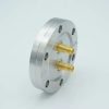 SMA Coaxial Feedthrough, 50 Ohm Matched Impedance to 18 GHz, 2 Pins, Grounded Shield, Double-Ended, 2.75″ Conflat Flange - A12377-2-CF - MPF Products, INC.