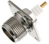 HN Female (Jack) Connector Solder Cup Terminal 4 Hole Flange (Panel Mount), .906 inch Hole Spacing, Solder - FMCN1582 - Fairview Microwave Inc.