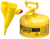Justrite Yellow Steel 1 gal Safety Can - 11 in Height - 9 1/2 in Overall Diameter - 697841-13992 - 697841-13992 - R. S. Hughes Company, Inc.