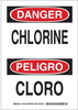 Brady B-401 Polystyrene Rectangle White Chemical, Biohazard, Hazardous & Flammable Material Sign - 10 in Width x 14 in Height - Language English / Spanish - TEXT: DANGER CHLORINE / PELIGRO CLORO - 125 - 754473-72780 - R. S. Hughes Company, Inc.