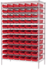 Akro-Mils 2000 lb Adjustable Red Chrome Steel Open Adjustable Fixed Shelving System - 66 Bins - 2000 lb Total Capacity - AWS244830164 RED - AWS244830164 RED - R. S. Hughes Company, Inc.