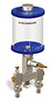 Blue Color Key, Clear View Multiple Feed Manual Lubricator, 1 pt Pyrex Reservoir, 2 Feeds, 1/4” OD Tube Outlets - B5163-016PB021BW - Oil-Rite Corp.